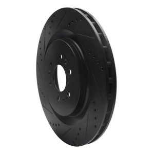 Cadillac STS Brake Rotor (1) - Rear Left - R1 Concepts - Drilled & Slotted - Black - `04-`11